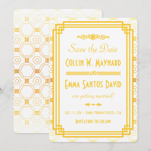Invitation Art Déco Or Sauvegarder La Date