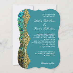 Invitation Art Déco Peacock Gold Parties scintillant Old Holl