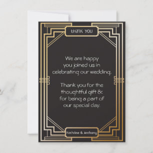 Invitation Art Déco Portes noires et or Merci Gatsby