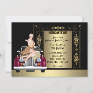 Invitation Art déco Roaring 20's Birthday Party