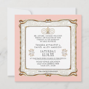 Invitation Art Déco Rose Or Nouveau Gatsby Mariage élégant