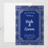 Invitation Art Déco style Gatsby – Bleu Nuit et Mé