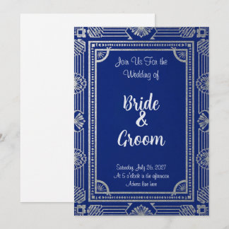 Invitation Art Déco style Gatsby – Bleu Nuit et Mé