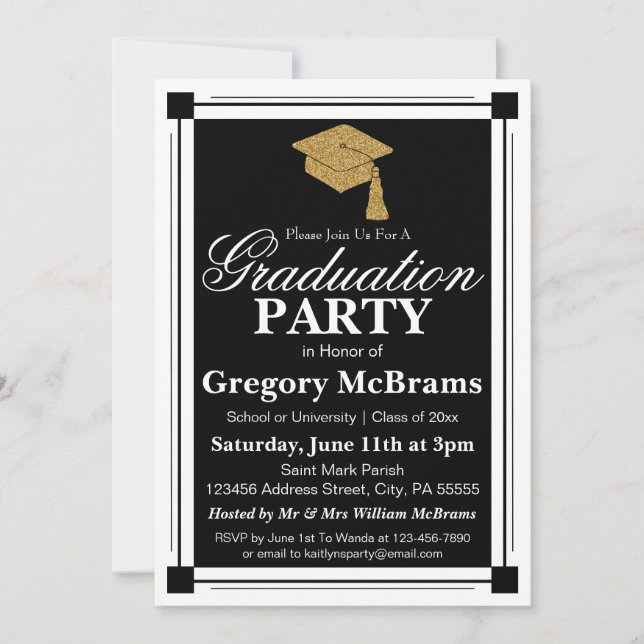 Invitation Art Déco Style Graduation Party (Devant)