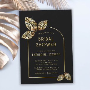 Invitation Art Déco Stylisé Feuille Boho Frame Fête des marié