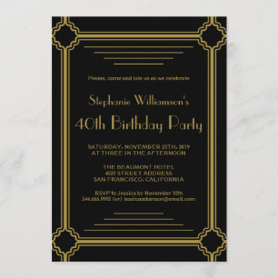 Invitation Art déco toute fête d'anniversaire d'âge