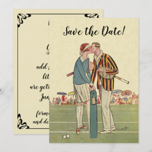 Invitation Art Déco vintage Amour Romance Tennis Enregistrer 