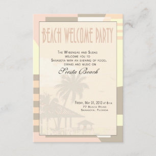 Invitation Art Déco Vintage Beach Welcome Party blush