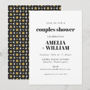 Invitation Art Déco vintage Noir Or moderne Couples Douche