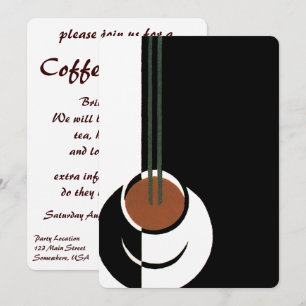 Invitation Art déco vintage, tasse de café avec vapeur