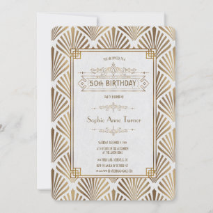 Invitation Art Déco White Gatsby 1920 50e anniversaire