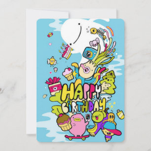 Invitation Art doodé d'anniversaire