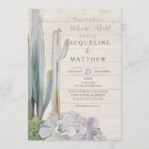 Invitation Art en bois succulent de nuit de cactus bienvenu