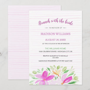 Invitation Art floral à l'aquarelle rose fuchsia d'été
