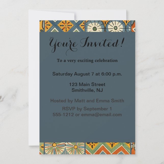 Invitation Art Géométrique Coloré Antique Égyptien Graphique (Devant)
