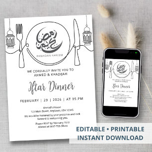 Invitation Art minimaliste d'une seule ligne pour le dîner d'