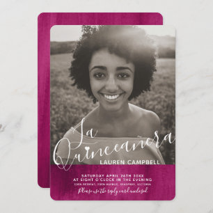 Invitation Art moderne rose rouge La Quinceañera photo