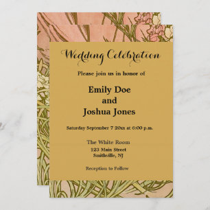 Invitation Art Nouveau Alfonse Mucha fleurs d'oeillets floral