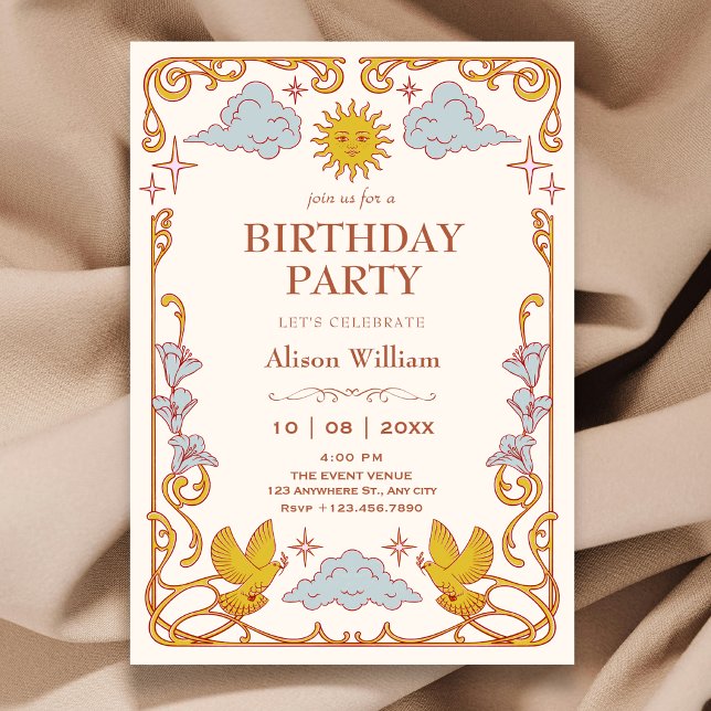 Invitation Art nouveau Céleste anniversaire (Créateur téléchargé)