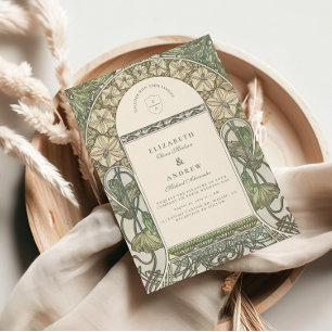 Invitation Art nouveau floral mariage de verdure
