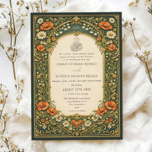 Invitation Art Nouveau floral vintage islamique mariage forêt