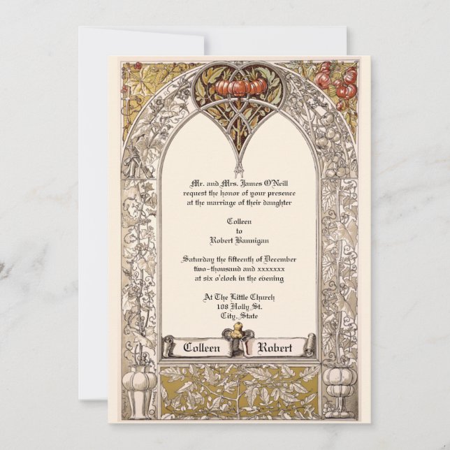 Invitation Art nouveau Grapevine de l'époque victorienne par  (Devant)