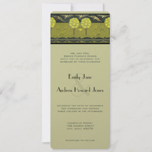 Invitation Art Nouveau Lemon Tree Orchard Lovebird Mariage