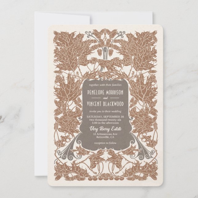 Invitation Art Nouveau Majestic Mariage en chêne (Devant)