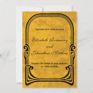 Invitation Art Nouveau mariage vintage oiseaux paon stylisés