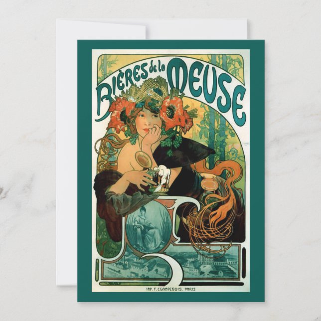 Invitation Art nouveau par Alphonse (Alfons) Mucha (Devant)