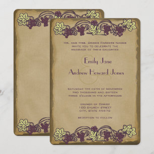 Invitation Art Nouveau Vignoble rose Vintage Mariage Invite