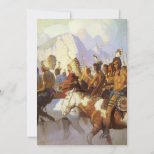 Invitation Art occidental vintage, Indian War Party par NC Wy