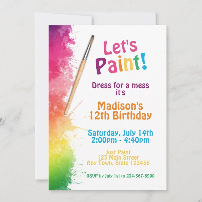 Invitation Art Paint Party (Devant)