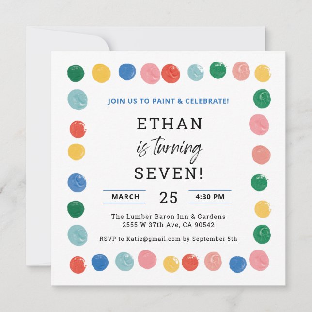 Invitation Art Painting Party Peinture pour garçon Anniversai (Devant)