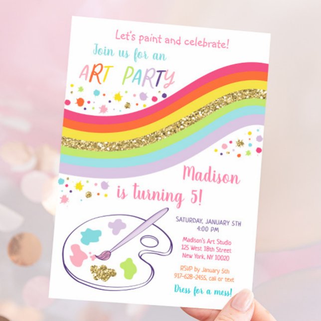 Invitation Art Party Rainbow Anniversaire (Créateur téléchargé)