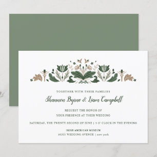 Invitation Art populaire irlandais   Floral moderne Mariage c