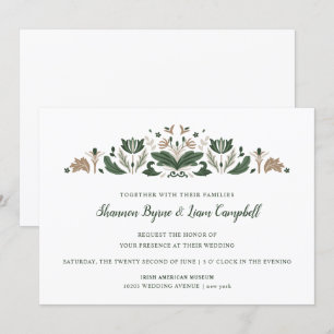 Invitation Art populaire irlandais Floral moderne Mariage c