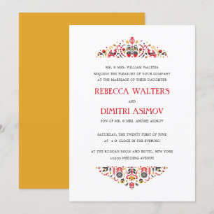 Invitation Art populaire russe Khokhloma Flower Mariage forme
