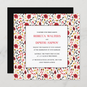 Invitation Art populaire russe Khokhloma Foliage Mariage Invi