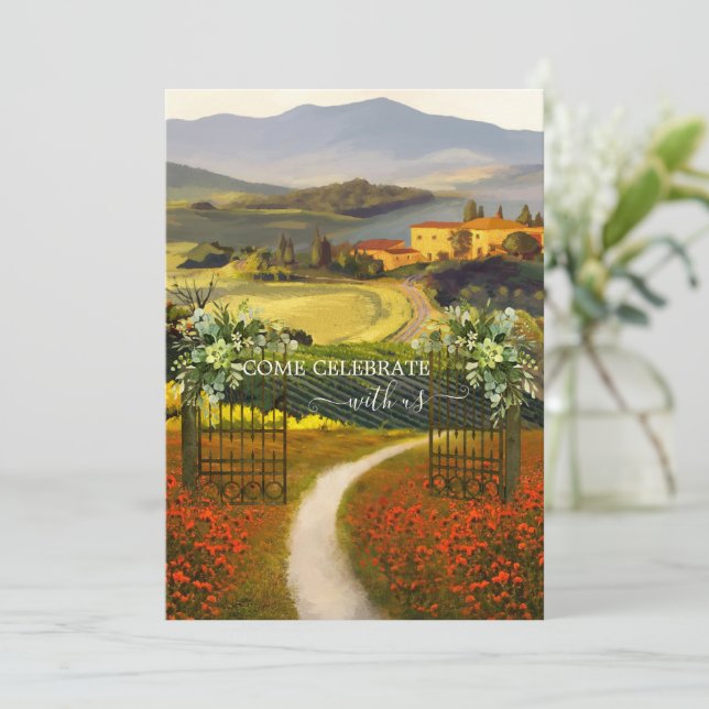 Invitation Art romantique Mariage campagnard italien (Debout devant)