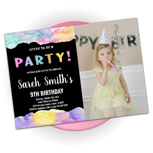 Invitation Art rose noir dans la peinture de parti Anniversai