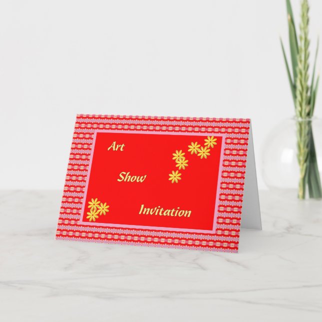 Invitation Art Show Invitation, Rouge, Jaune Design numérique (Devant)