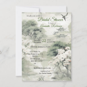 Invitation Art surréaliste avec fleurs et oiseaux
