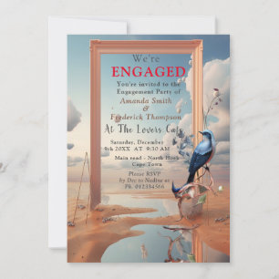 Invitation Art surréaliste avec fleurs et oiseaux