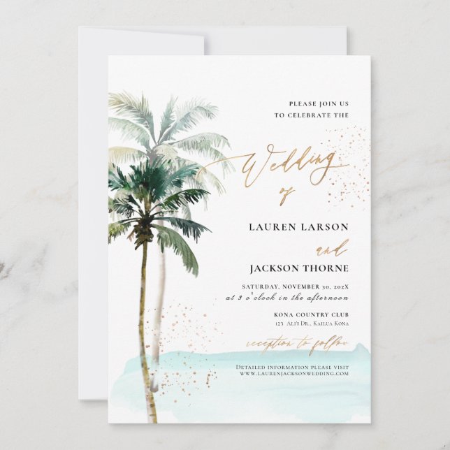 Invitation ArteApp Élégante Tropical Paradise Palms Shoreline (Devant)