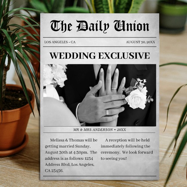 Invitation Article de journal Mariage (Newspaper Article Wedding Invitation
)