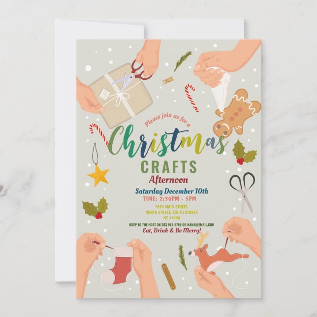Invitation Artisanat Fête Festive Famille de Noël (Devant)