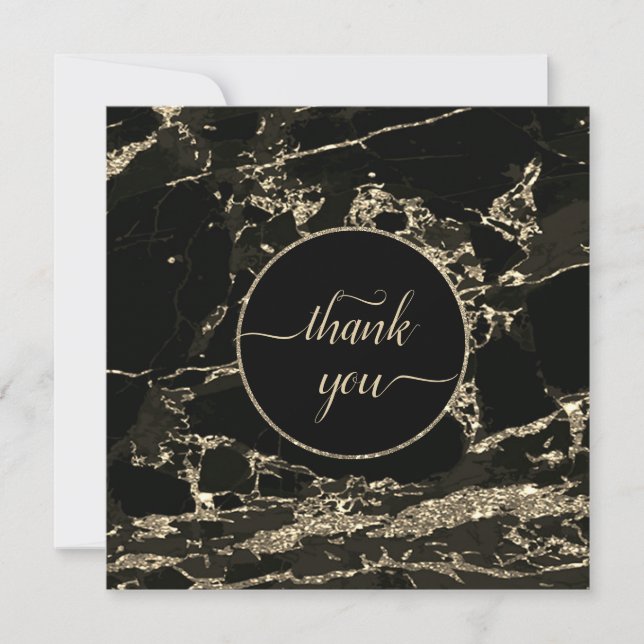 Invitation Artiste maquillage Marbre d'or noir (Devant)