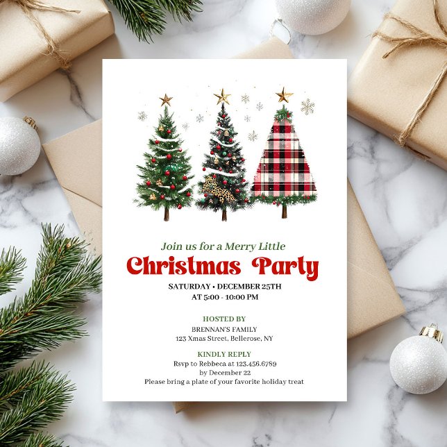 Invitation Artistic leopard and buffalo Christmas tree invite (Artistic leopard and buffalo Christmas tree invite)