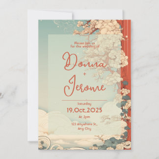 Invitation artistique japonaise vintage